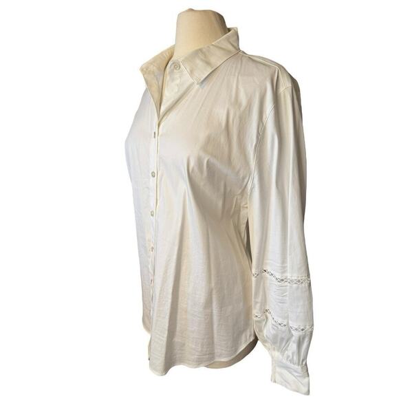 Chico's Size 3 US Size 16-18 Women's White Blouse Poplin Billow Sleeve - Picture 2 of 10